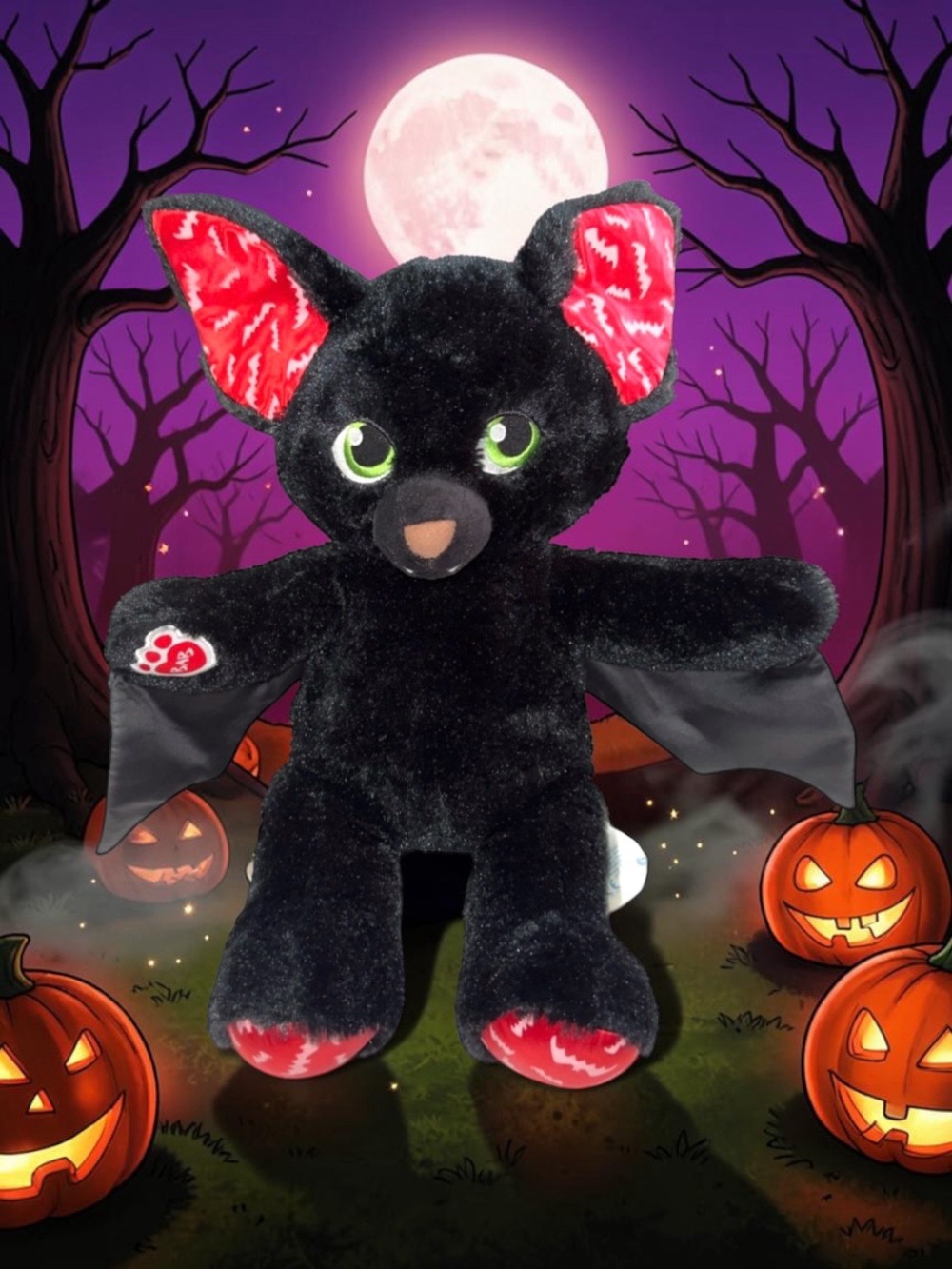 Build A Bear 18" Boo-rrific Bewitched Bat Plush 2015 Halloween Glow In Dark BAB